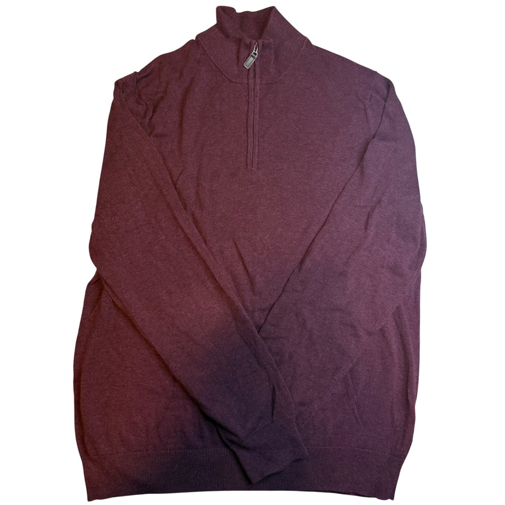 Jos A Bank Traveler Sweater Mens XLT Burgundy Pima Cotton Quarter Zip Pullover